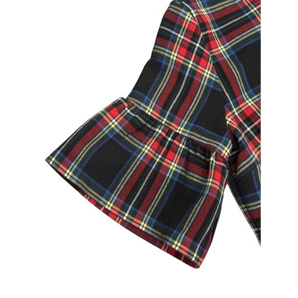 VINEYARD VINES Black Tartan Plaid Ruffle Sleeve Dress Size 6 Mid length - Picture 4 of 5